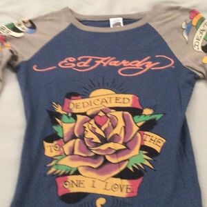 Vintage Ed Hardy Long Tee “Dedicated to the One I Love” in Great Condition!
